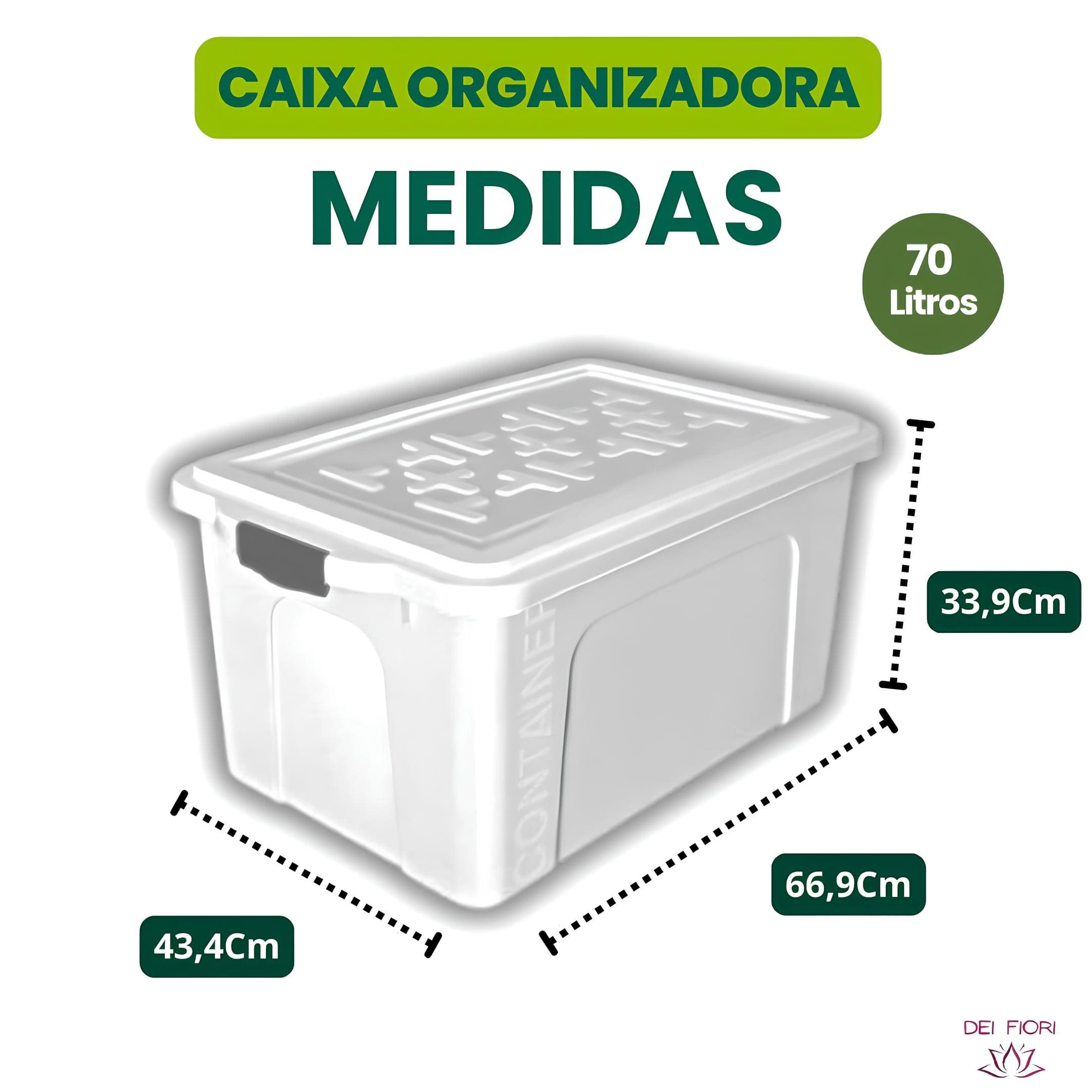 Caixa Plastica Organizadora 70 Litros Multiuso Branca com Tampa Documentos Brinquedos Roupas Sapatos - 3