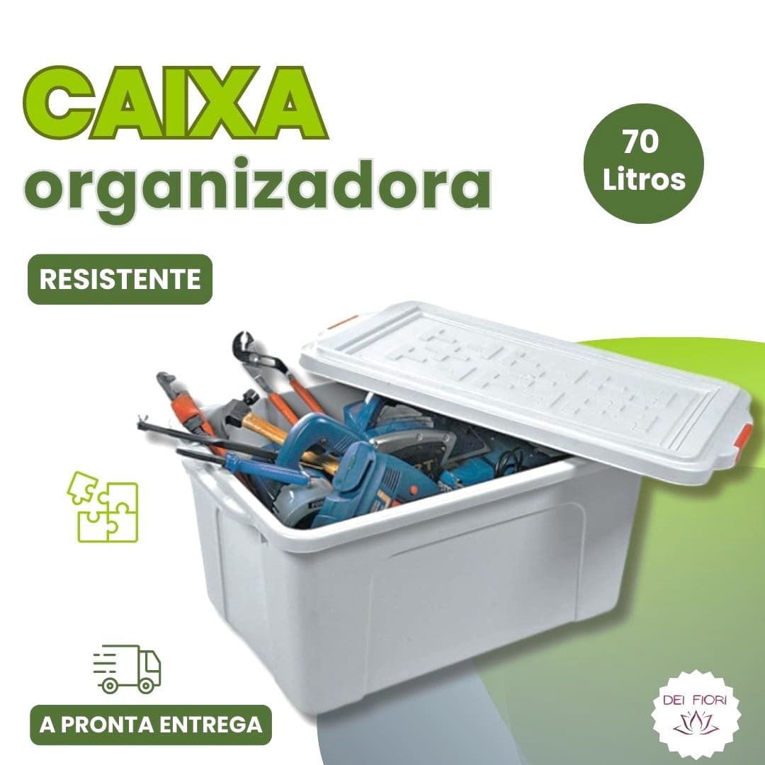 Caixa Plastica Organizadora 70 Litros Multiuso Branca com Tampa Documentos Brinquedos Roupas Sapatos - 5