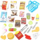 Ver imagem 5 de Kit Supermercado Infantil Mini Mercadinho Caixa Registradora Cestinha com 30 Peças Importway Bw101