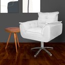 Ver imagem 1 de Poltrona Decorativa Estofada Base Giratória de Metal Opala Suede Branco - LM DECOR