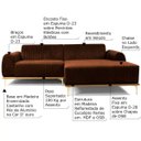 Ver imagem 2 de Sofá 3 Lugares com Chaise Esquerdo Base de Madeira Euro 2,30M Veludo Telha - Gran Belo