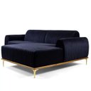 Ver imagem 1 de Sofá 3 Lugares com Chaise Esquerdo Base de Madeira Euro 2,30M Veludo Azul - Gran Belo