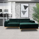 Ver imagem 5 de Sofá 4 Lugares com Chaise Esquerdo Base de Madeira Euro 2,65M Veludo Verde - Gran Belo