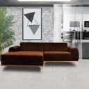 Ver imagem 5 de Sofá 3 Lugares com Chaise Base de Madeira Euro 2,45M Veludo Telha - Gran Belo