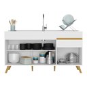Ver imagem 4 de Balcão Cozinha Gabinete Pia 150 Cm 3 Portas 1 Gaveta Veneza Gw Multimóveis Mp2072 Branco