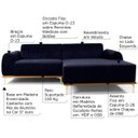 Ver imagem 2 de Sofá 4 Lugares com Chaise Esquerdo Base de Madeira Euro 2,65M Veludo Azul - Gran Belo