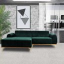 Ver imagem 6 de Sofá 3 Lugares com Chaise Base de Madeira Euro 2,30M Veludo Verde - Gran Belo
