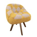 Ver imagem 2 de Poltrona Paloma Escritório Sala Giratória Madeira Suede Mostarda e Suede Bege Rosado - Dominic Decor