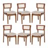 Kit 6 Cadeiras de Jantar Portugal em Madeira Imbuia Encosto Tela Rattan Linho Bege M58 - 1