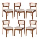 Ver imagem 1 de Kit 6 Cadeiras de Jantar Portugal em Madeira Imbuia Encosto Tela Rattan Linho Bege M58