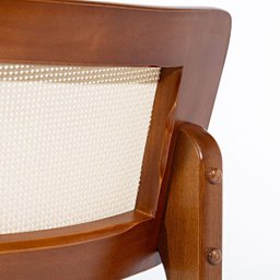 Kit 6 Cadeiras de Jantar Portugal em Madeira Imbuia Encosto Tela Rattan Linho Bege M58 - 6