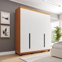 Ver imagem 1 de Roupeiro Solteiro Madri 4 Portas 4 Gavetas 161x214cm Branco/Freijó 250701