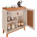 Ver imagem 4 de Aparador Buffet 1 Porta e 1 Gaveta Flora Babus - Off White / Noce TR