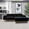 Sofá 4 Lugares com Chaise Esquerdo Base de Madeira Euro 2,65M Veludo Preto - Gran Belo - 5
