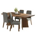 Ver imagem 2 de Conjunto Sala de Jantar Tampo de Madeira 4 Cadeiras Rustic/Silver Arles Madesa