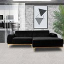 Ver imagem 5 de Sofá 4 Lugares com Chaise Esquerdo Base de Madeira Euro 2,55M Veludo Preto - Gran Belo