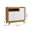Ver imagem 3 de Cômoda Infantil 3 Gavetas 1 Porta Encanto 120 x 100cm Canela e Branco