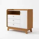 Ver imagem 2 de Cômoda Infantil 3 Gavetas 1 Porta Encanto 120 x 100cm Canela e Branco