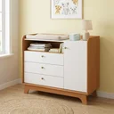 Ver imagem 1 de Cômoda Infantil 3 Gavetas 1 Porta Encanto 120 x 100cm Canela e Branco