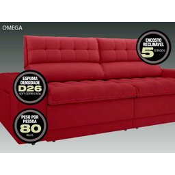 Sofá Omega 2,00M Assento Retrátil e Reclinável Velosuede Vermelho - Netsofás - 2