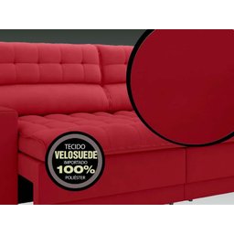 Sofá Omega 2,00M Assento Retrátil e Reclinável Velosuede Vermelho - Netsofás - 4
