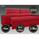 Ver imagem 4 de Sofá Omega 2,00M Assento Retrátil e Reclinável Velosuede Vermelho - Netsofás