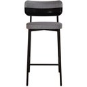 Ver imagem 5 de Kit 05 Banquetas Alta Bar Cozinha Sala de Jantar Aço Preto Kaira C01 Linho Cinza Courino Preto -
