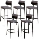Ver imagem 1 de Kit 05 Banquetas Alta Bar Cozinha Sala de Jantar Aço Preto Kaira C01 Linho Cinza Courino Preto -