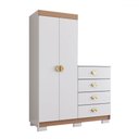 Ver imagem 3 de Cômoda Roupeiro Ingleses 2 Portas 4 Gavetas Branco/camarim - Panorama Móveis