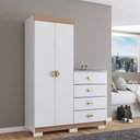 Ver imagem 1 de Cômoda Roupeiro Ingleses 2 Portas 4 Gavetas Branco/camarim - Panorama Móveis