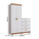 Ver imagem 4 de Cômoda Roupeiro Ingleses 2 Portas 4 Gavetas Branco/camarim - Panorama Móveis