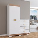 Ver imagem 6 de Cômoda Roupeiro Ingleses 2 Portas 4 Gavetas Branco/camarim - Panorama Móveis