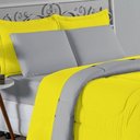 Ver imagem 3 de Kit Edredom Dupla Face + Jogo de Lençol Casal Viúva Nobre 7 Peças Malha 100% Algodão - Amarelo