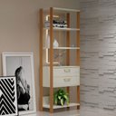 Ver imagem 1 de Estante para Livros 2 Gavetas 100% Mdf E91 Off White/freijó/gold - Pradel