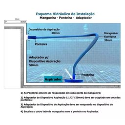 Kit Adaptador Rosca Plástica + 2 Un Ponteira para Mangueira de Aspirador de Piscina Aspiração - 5