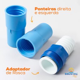 Kit Adaptador Rosca Plástica + 2 Un Ponteira para Mangueira de Aspirador de Piscina Aspiração - 2