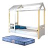 Cama Juvenil Montessoriana Livia com Luzes de LED e Colchão D20 Branco/Natural - PR Baby - 1