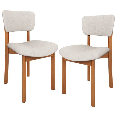 Kit 02 Cadeiras para Sala de Jantar Cozinha Living Estofada Dara L02 Linho Cru - Lyam Decor