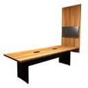 Ver imagem 2 de Mesa de Reunião com Painel para TV 250cm em MDF Nogal e Preto