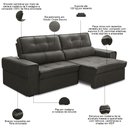Ver imagem 4 de Sofá Retrátil Reclinável para Sala 3 Lugares 250cm Samir F04 Veludo Marrom Escuro - Lyam Decor