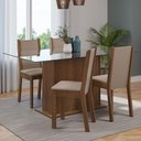 Ver imagem 1 de Conjunto Sala de Jantar Mesa Tampo de Vidro 4 Cadeiras Rustic/crema/sintético Bege Yara Madesa