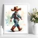Ver imagem 2 de Quadro Infantil Menininho Cowboy 24x18cm:moldura Branca