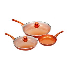 Conjunto Frigideiras Cerâmica Saudável com 2 Tampa Vidro - 4