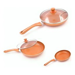 Conjunto Frigideiras Cerâmica Saudável com 2 Tampa Vidro - 6