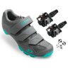 Sapatilha Mtb Ciclismo Giro Riela RII Feminina + Pedal Wellgo M919 - CINZA - 38 BR / 40 EUR - 1