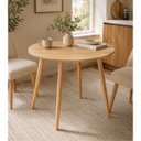 Ver imagem 2 de Mesa Jantar Sofia Redonda 80cm Carvalho Tropical 18mm Pés de Madeira Natural Marin