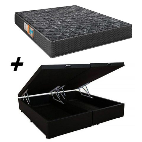 Cama Box Baú Bipartido Casal + Colchão Portobel Verona D28 57x138x188