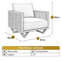 Ver imagem 3 de Poltrona para Sala de Estar Madeira Maciça Palha Rattan Arthur Bege Claro