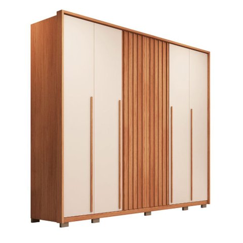 Guarda Roupa Uno 265cm com 6 Portas e 6 Gavetas Corrediças Telescópicas Mdf Freijo/offwhite G11 - Gr