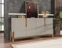 Ver imagem 3 de Buffet Aparador Sala Lizz 170cm Off White Marrom Cedro Casa D